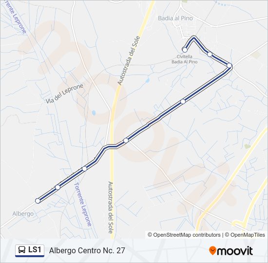 Percorso linea bus LS1