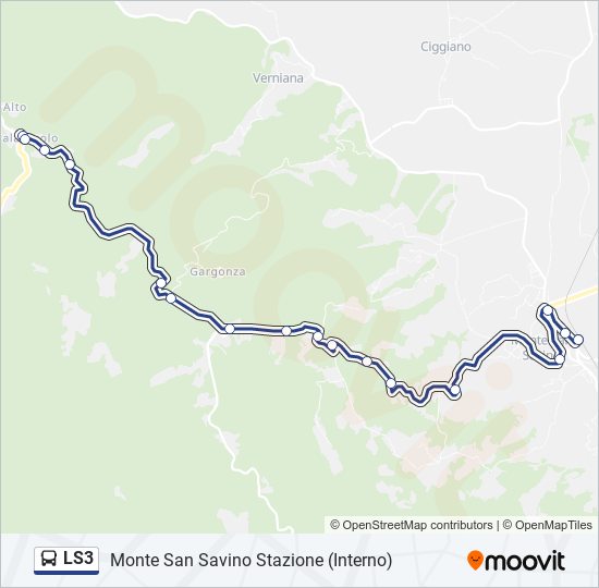 Percorso linea bus LS3