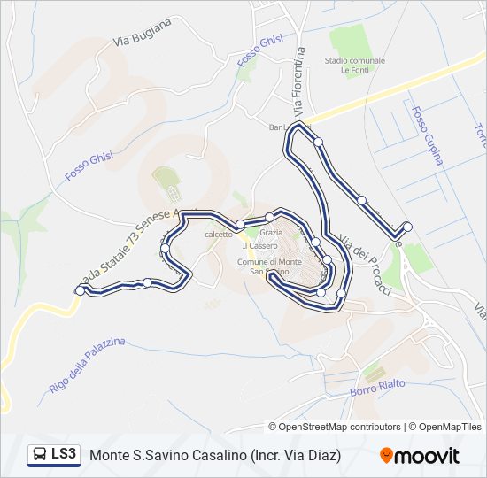 Percorso linea bus LS3