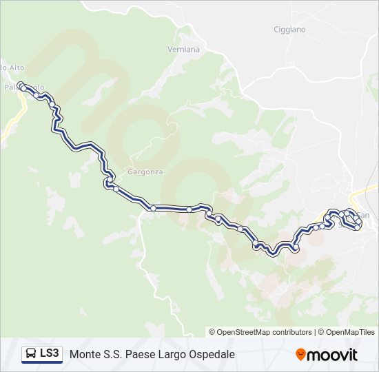 Percorso linea bus LS3