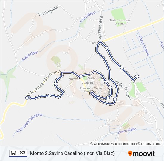 Percorso linea bus LS3