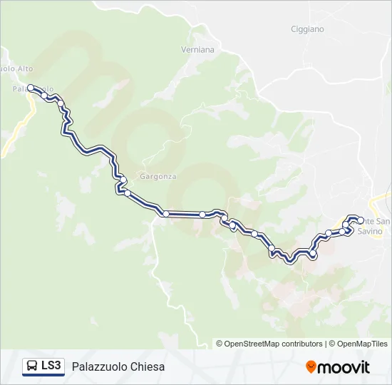 Percorso linea bus LS3