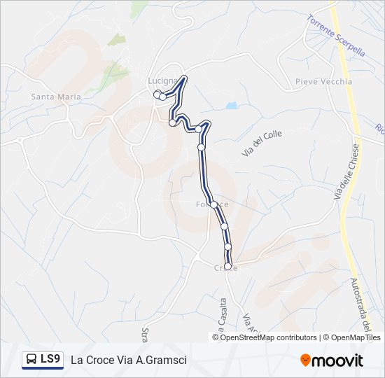 Linea ls9 orari fermate e mappe Ls9 La Croce Via A.Gramsci