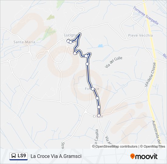 Percorso linea bus LS9