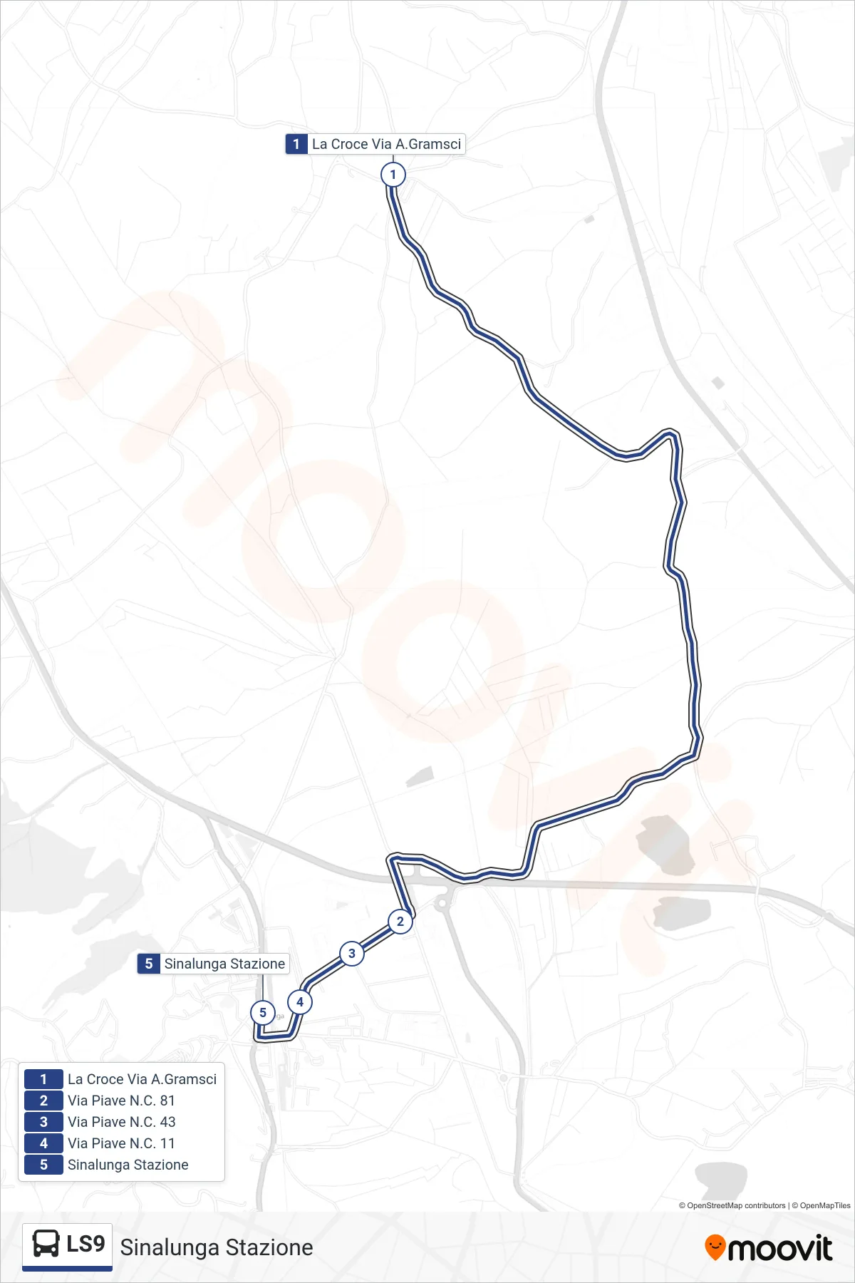 Linea LS9 bus (Sinalunga Stazione) - Percorsi e fermate sulla mappa