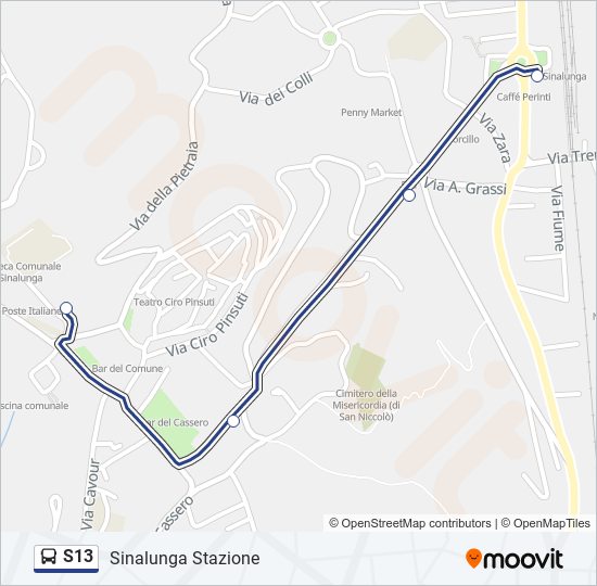 S13 bus Line Map