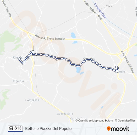 S13 bus Line Map