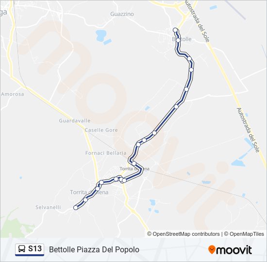 Percorso linea bus S13