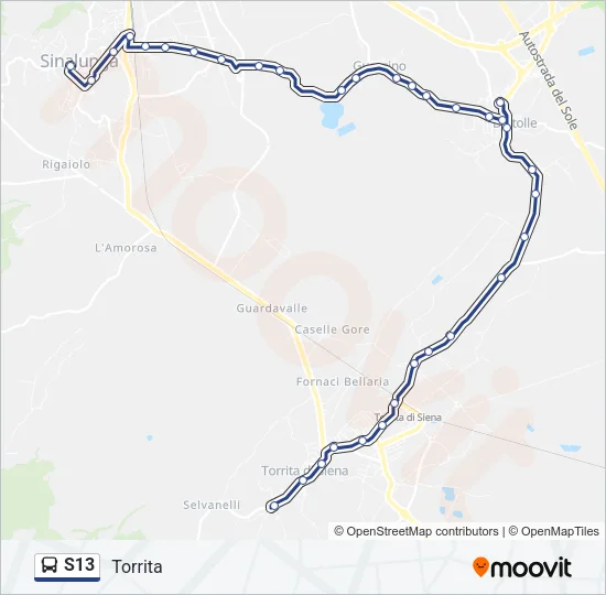 Percorso linea bus S13