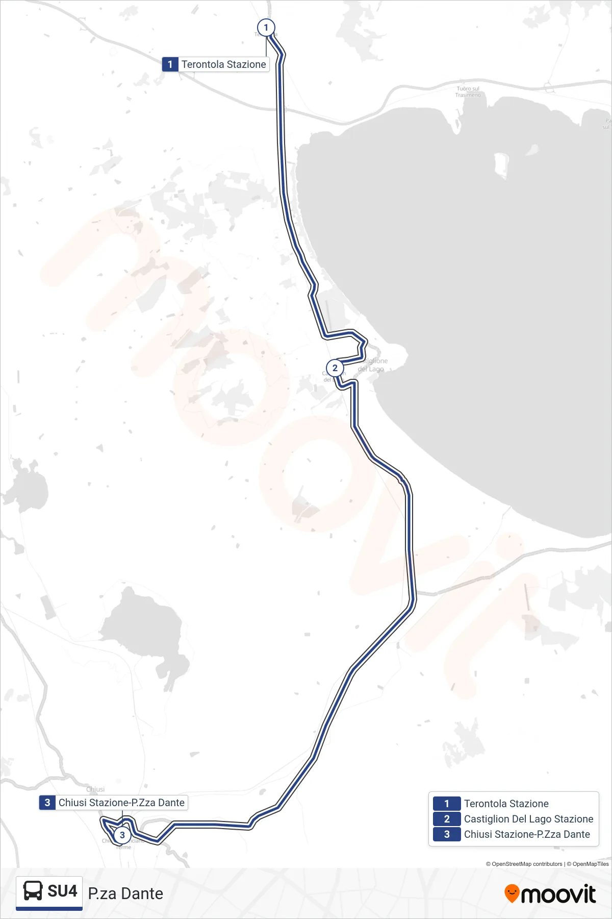 Linea SU4 bus (P.za Dante) - Percorsi e fermate sulla mappa
