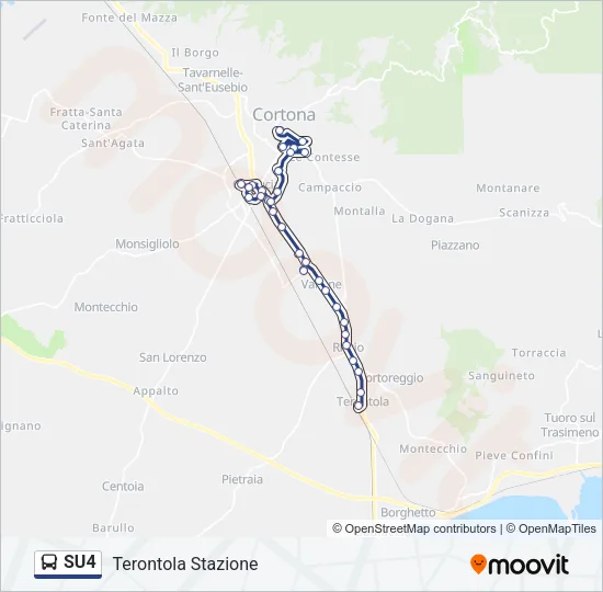 Percorso linea bus SU4