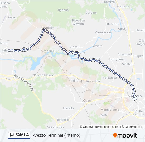 Percorso linea bus FAMLA