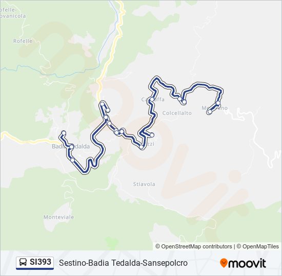 Linea si393 orari fermate e mappe Si393 Badia Tedalda Centro