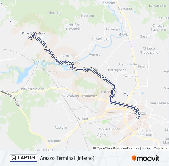 Linea lap109 orari fermate e mappe Lap109 Arezzo Terminal