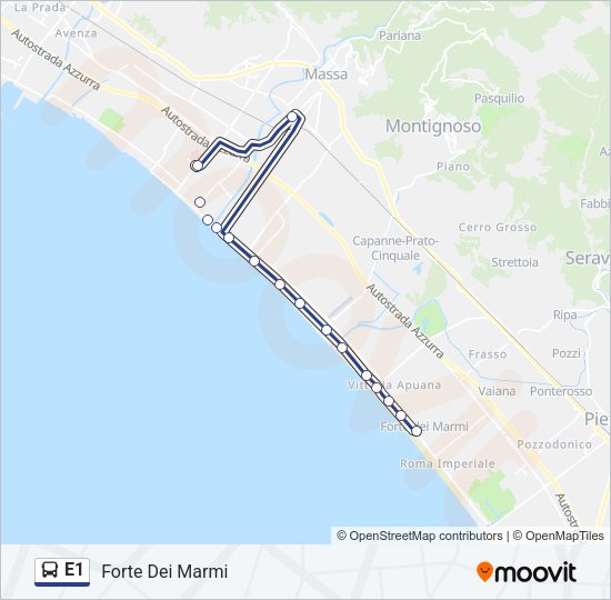 Percorso linea bus E1
