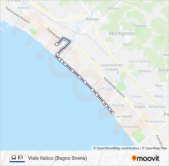 Percorso linea bus E1