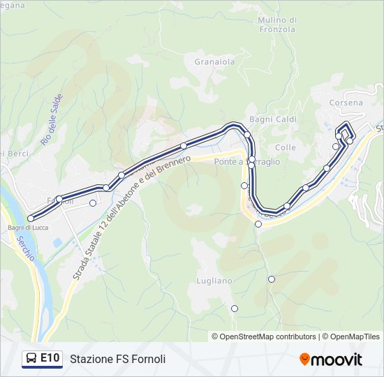 Percorso linea bus E10