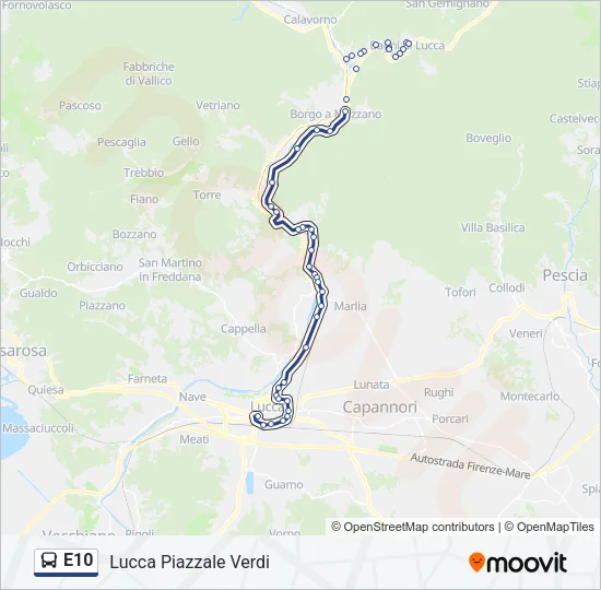 Percorso linea bus E10
