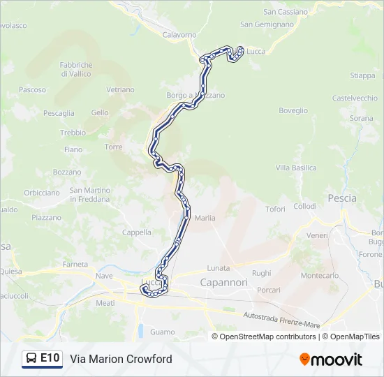 Percorso linea bus E10