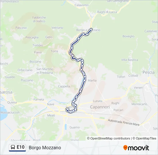 Percorso linea bus E10