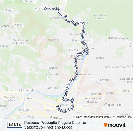 E12 Bus Line Map