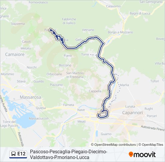 Percorso linea bus E12