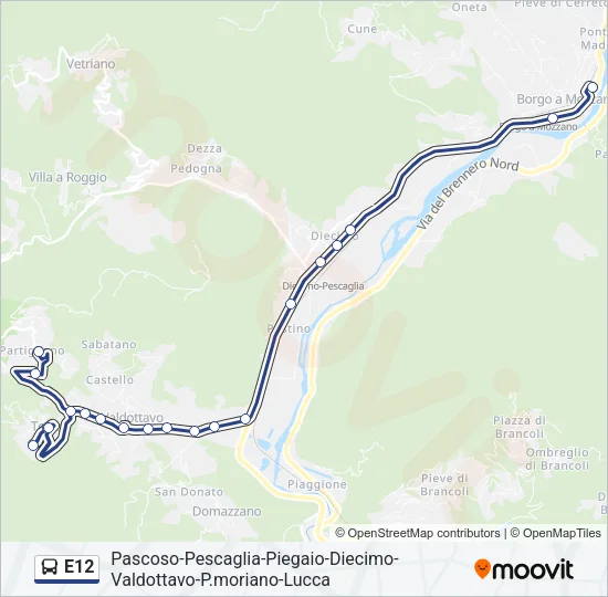 Percorso linea bus E12