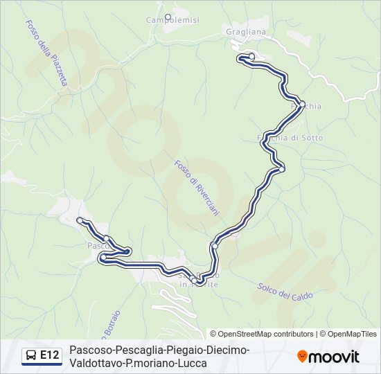 Percorso linea bus E12