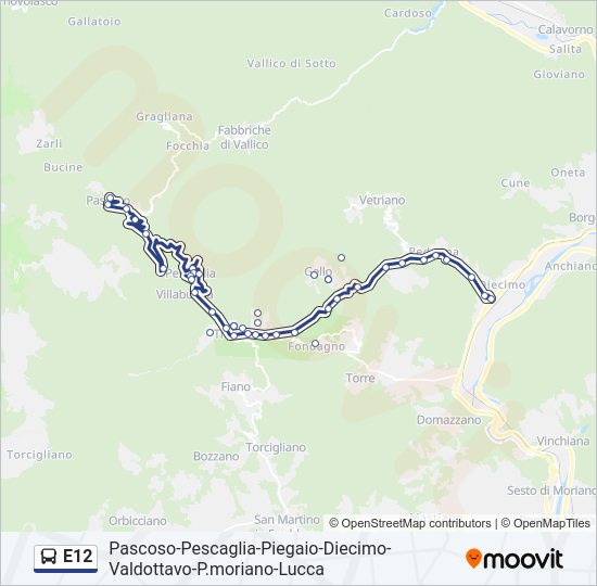 Percorso linea bus E12