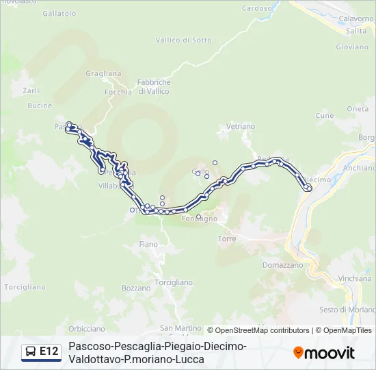 Percorso linea bus E12