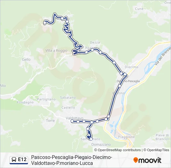 E12 Bus Line Map