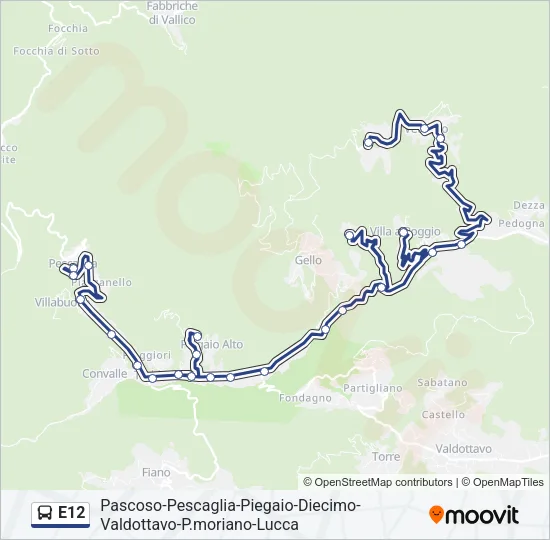 E12 Bus Line Map