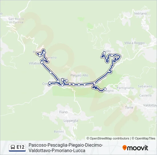 Percorso linea bus E12