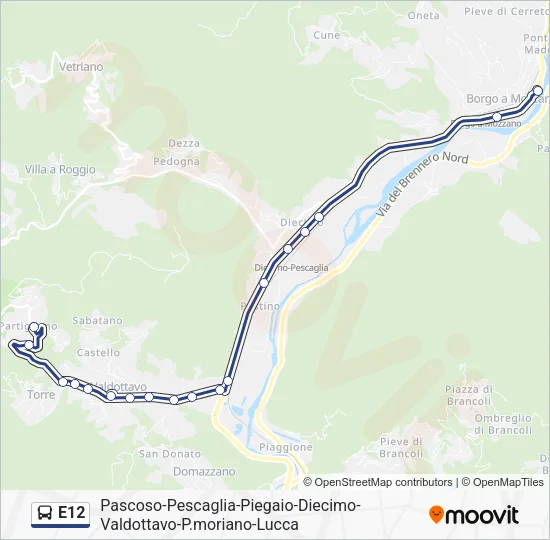 E12 Bus Line Map
