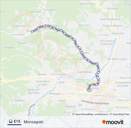 E15 Bus Line Map
