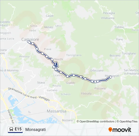 Percorso linea bus E15