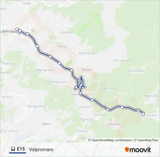 E15 Bus Line Map