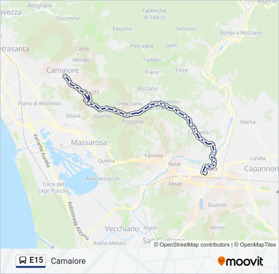 E15 Bus Line Map