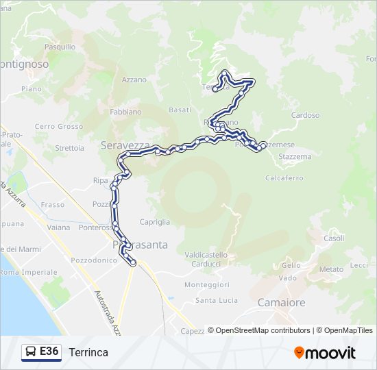 Percorso linea bus E36