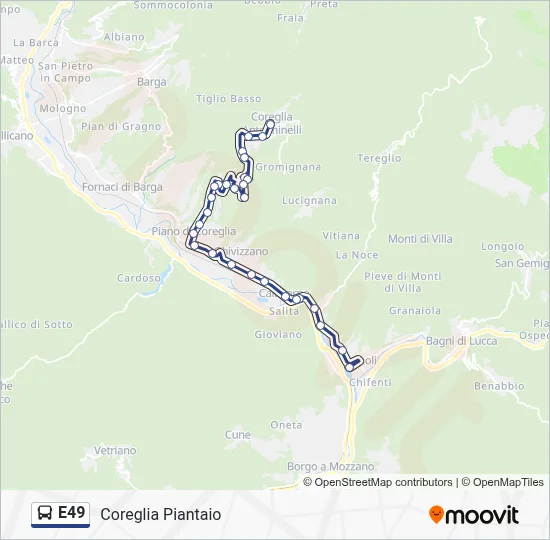Percorso linea bus E49