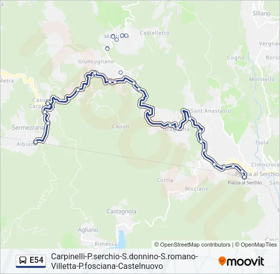 E54 Bus Line Map