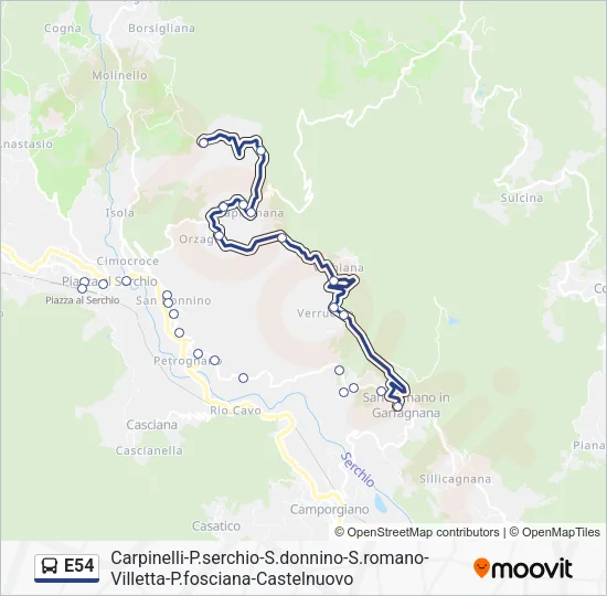 E54 Bus Line Map