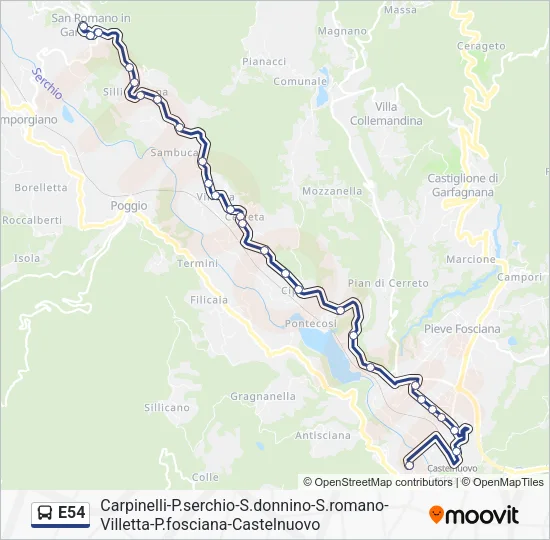 E54 Bus Line Map