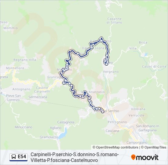 Percorso linea bus E54