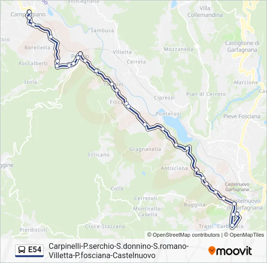 E54 Bus Line Map