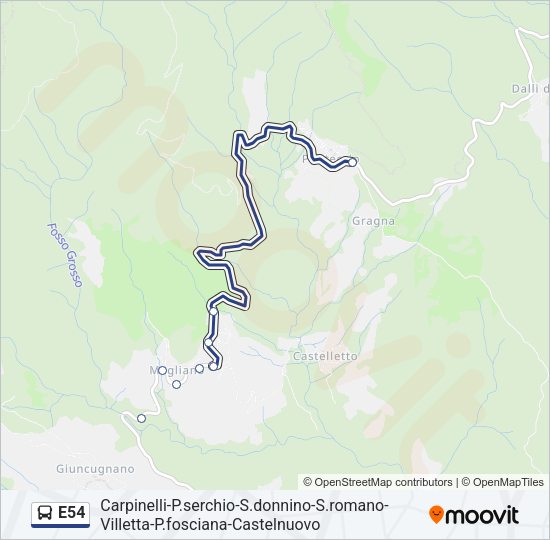 Percorso linea bus E54