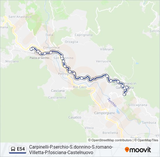 Percorso linea bus E54