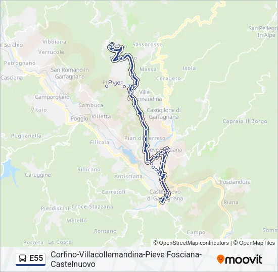 E55 Bus Line Map