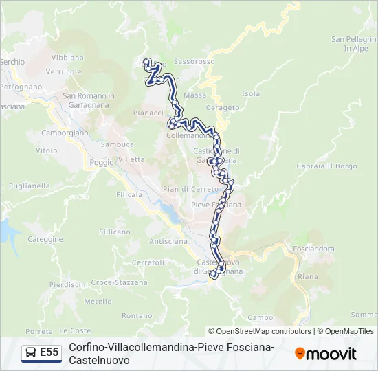 E55 Bus Line Map