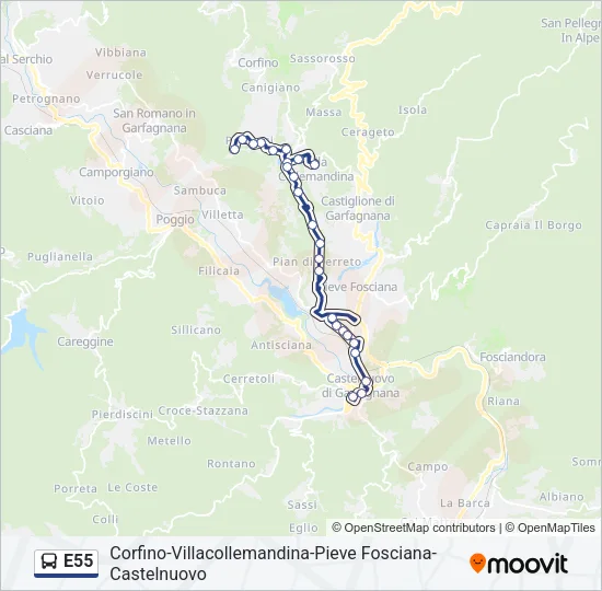 E55 Bus Line Map